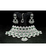 Verdant Virtue Grandeur Necklace and Earrings Set Bollywood Style Necklace Set - $85.00