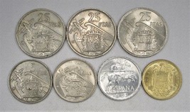 Lot of 8 Vintage Spain Foreign Currency Coins 1957&amp; 1953  AG213 - £61.67 GBP