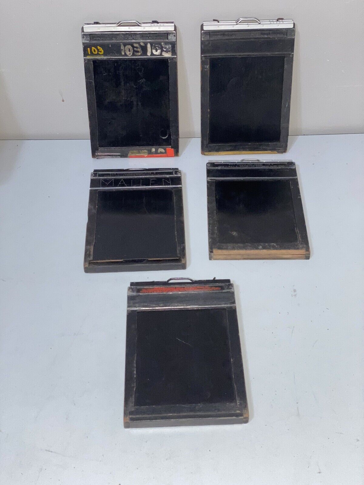 Lot of 5 Vintage Antique Graflex Inc 4x5 Double Sided Wood Film Holders Type 5 - $53.90