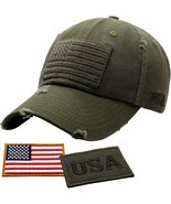 ANTOURAGE American Flag Vintage Tactical for Men &amp; Women +2 Patches- Olive - £15.73 GBP