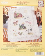 Bucilla Stamped Cross Stitch Crib Cover Kit, 34 by 43-Inch, 45567 On The Farm - £29.88 GBP