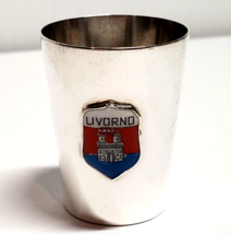 SOLID 925 Sterling Silver Antique Colorful Enamel WWII Livorno Italy Shot Glass - £29.59 GBP