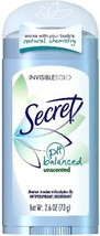 Secret Invisible Solid Antiperspirant Deodorant, White, Unscented, 2.6 O... - £14.38 GBP