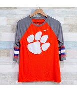 Clemson Tigers The Nike Tee Orange Gray Raglan Sleeve Football Womens Me... - $29.69