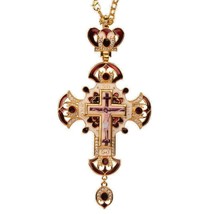 Enamel Design Red Stones Large Byzantine Greek Orthodox Pectoral Cross - $2,481.44 MXN