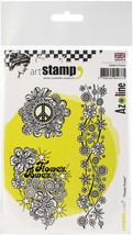 Carabelle Studio Cling Stamp Set Flower Power Peace Paper Art SA60391E Whimsical - £15.72 GBP