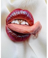 Sexy lips brooch, realistic mouth with teeth and wet tongue brooch, pier... - $95.00