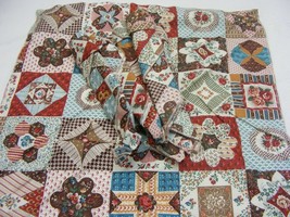 Vintage Handmade Napkins Set of 6 Rust Brown Turquoise Quilt Pattern #N - $276.49 MXN