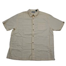 Cubavera Shirt Mens XL Yellow Cotton Blend Short Sleeve Button Front Casual - $24.73