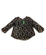 Lilly Pulitzer Beccer Silk Clip Top True Navy Metallic Palm Tree Women&#39;s... - $109.74 CAD
