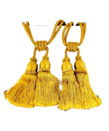 Gold Fringed Rope Curtain Tiebacks Glam Lot of Two - £18.10 GBP