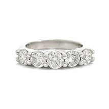 5-Stone Round Diamond Wedding Band Anniversary Ring 14K White Gold, 1.75 CTW - £3,688.40 GBP