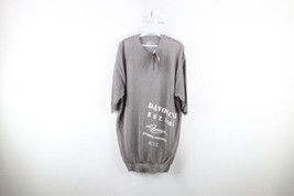 NOS Vtg 90s Davoucci Mens Large Spell Out Sheer Knit Short Sleeve Sweater Gray - £54.76 GBP