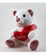 Bear Plush White With Red Heart XOXO Tom&#39;s Toy International  8&quot; - £10.14 GBP