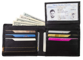 Premium Leather RFID Blocking Mens Black Wallet Bifold ID Wallet - $17.30