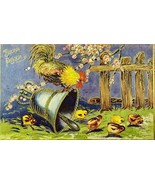 Early 1900s Buona Pasqua Easter Rooster on a Bell with Chicks Antique Po... - £4.62 GBP