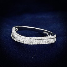 Round Simulated Diamond Cluster Curved Wedding Band 925 Sterling Silver Ring - £94.51 GBP