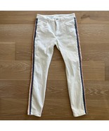 Pilcro Anthropologie High-Rise Skinny Jeans White Crochet Side Stripe Sz 27 - $55.95 CAD