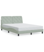 Bed Frame with LED Lights Light Gray 53.9&quot;x74.8&quot; Full Velvet - £364.67 GBP