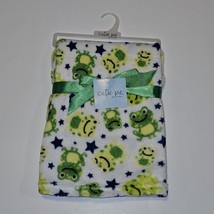 NEW Cutie Pie Green Frog Fleece Baby Blanket Lovey Baby Boy Girl Gift Blue Stars - £22.89 GBP