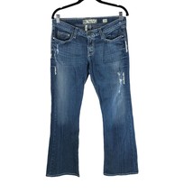 BKE Womens Madison Flare Jeans Dark Wash Distressed Stretch 31x31.5 - £19.49 GBP