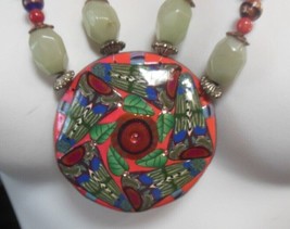 Vintage Signed Maia Horvath Massive Gemstone Art Glass Pendant Necklace 24&quot; - $544.50