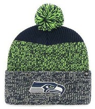 Seattle Seahawks NFL &#39;47 Static Cuff Knit Winter Beanie Pom Hat Cap Adult OSFA - £15.97 GBP