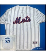 New York Mets Johan Santana #57 Jersey XL Men White Pinstripe Majestic K... - $39.96