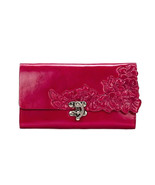 Patricia Nash Tooled Roses Teresa Tri-Fold Leather Wallet Dark Magenta N... - £58.23 GBP