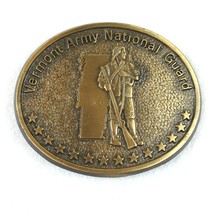 Vintage Vermont Army National Guard Belt Buckle Brass tone Metal Oval RARE - $19.99