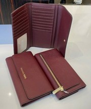 NWB Michael Kors Large Trifold Wallet Merlot Leather 35S8GTVF7L $278 Dus... - $78.20