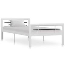 Bed Frame White and Black Metal 100x200 cm - £69.52 GBP