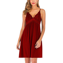 Sleep wear Soft Cotton &amp; Modal Night Slip Dress Baby Doll S-M-L-XL-XXL Red - $19.99