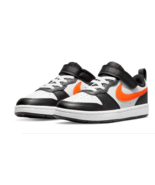 Nike Court Borough 2 Low White Black Orange Kids # 2Y All Day Play BQ5451-115 - $52.22