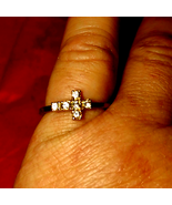 Gorgeous size 6 gold plated rhinestone cross ring~exquisitely beautiful! - $544.18 MXN