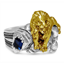 Artisan made New York 42 street 10 Karat Gold lion    sterling silver ring - £227.43 GBP