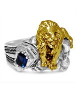 Artisan made New York 42 street 10 Karat Gold lion    sterling silver ring - £227.99 GBP