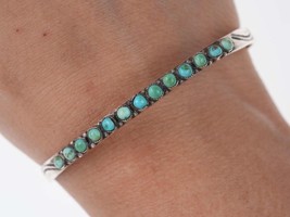 c1940&#39;s Vintage Native American Sterling turquoise row cuff bracelet - $242.55