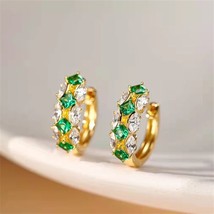 925 Sterling Silver Earrings Faux Emerald Diamond Earrings for Women - £57.43 GBP