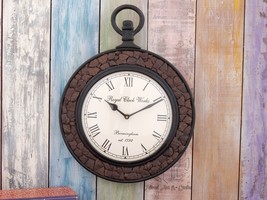 Wooden Hand Crafted Coconut shel  Wall Clock Handcrafted Decor Living Room Clock - £114.98 GBP