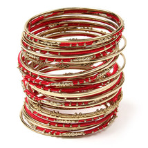 Amrita Singh Marakesh Red 34 Piece Bangle Set Lot Size 8 NEW MSRP $70 SB... - $36.00