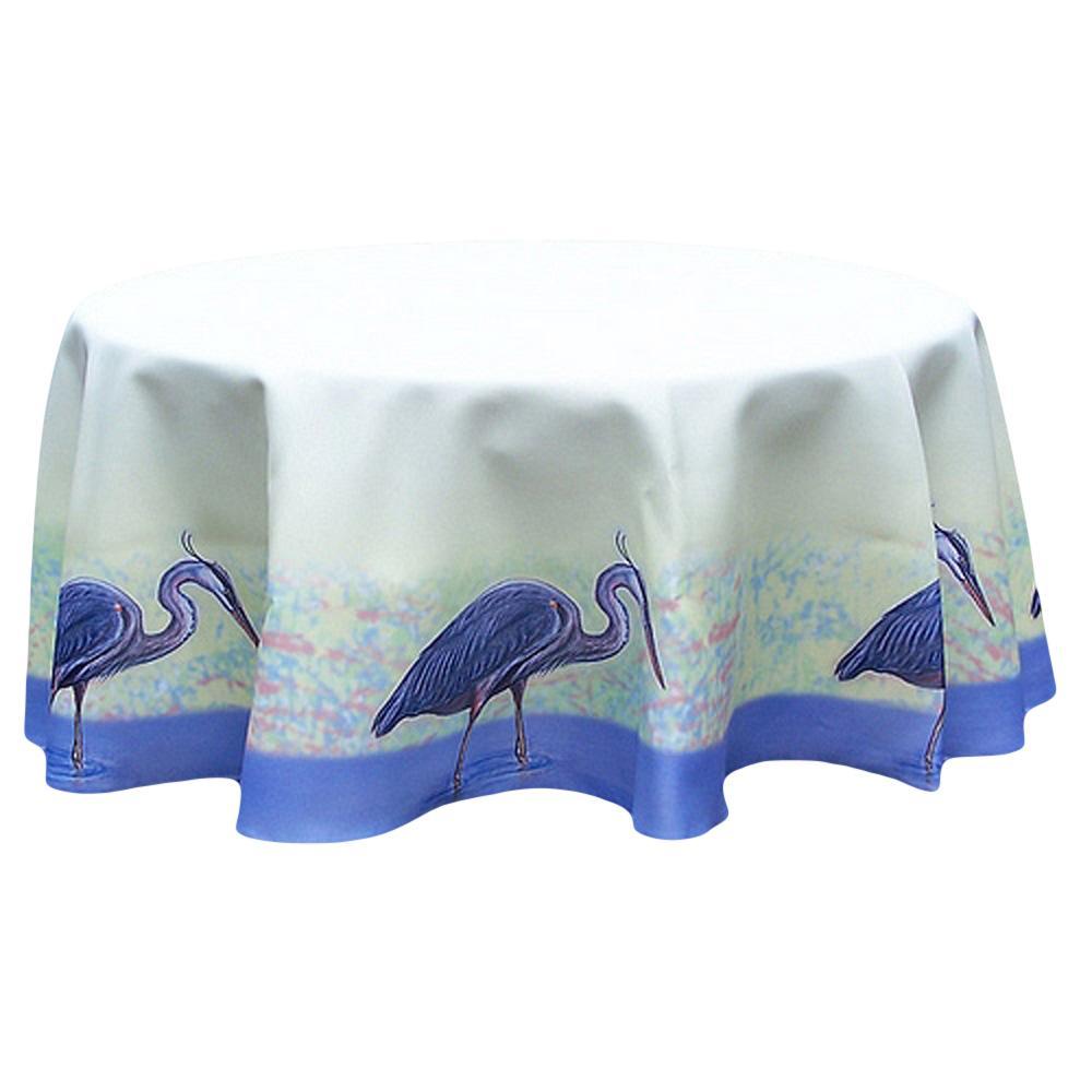 Primary image for Betsy Drake Blue Heron  68 Inch Round Tablecloth