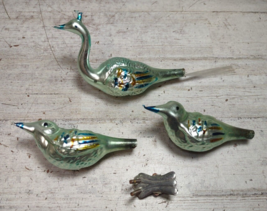 3 Vintage Blown Mercury Glass Bird Clip On Christmas Ornaments W Germany... - £17.74 GBP