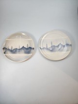 2 Studio Pottery Plates Impressionism Mountain Scene  With Trees Signed  Farmer  - £31.64 GBP