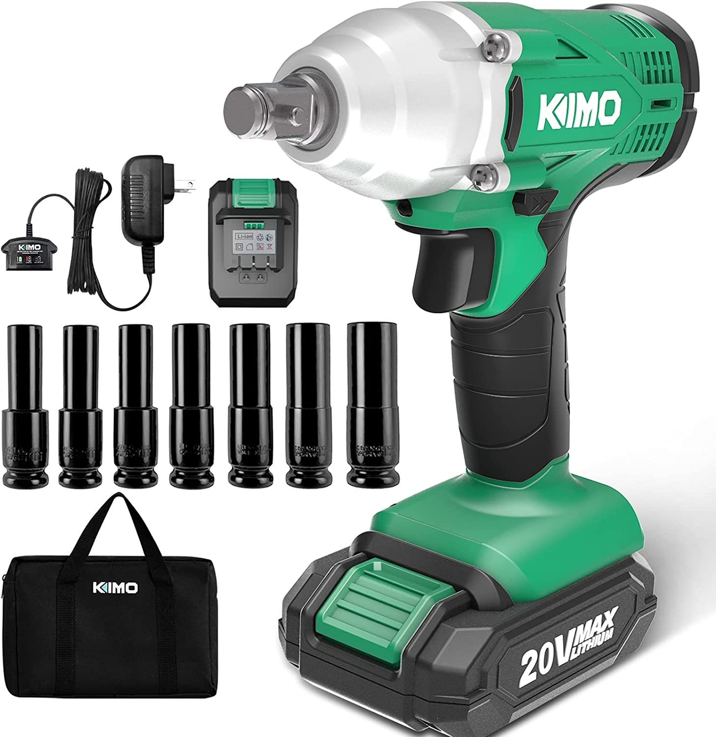 Kimo 20V Cordless Impact Wrench 1/2", 2000 In-Lbs, High Torque 3400 Ipm, Impact - £62.28 GBP