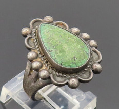 NAVAJO 925 Silver - Vintage Water Drop Cut Turquoise Carved Ring Sz 6 - RG27179 - $92.59