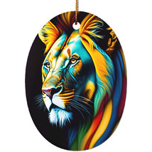 Multicolor Abstract Lion Face Ornament CeramicDecor Xmas Gift For Lion Lover - £13.19 GBP
