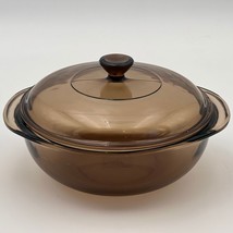 Vintage Pyrex Fireside 023-N Amber 1.5 Quart Round Covered Casserole w/ ... - $26.73