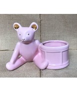 Vintage Haeger Pink Teddy Bear With Drum Planter Nursery Babys Room Sweet - £6.01 GBP