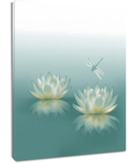 HVEST Dragonfly with Water Lily Flowers Canvas Wall Zen Spa Picture Prin... - £20.71 GBP